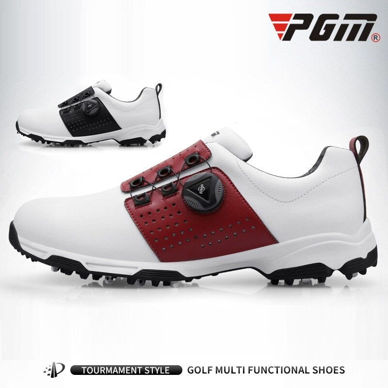 Zapatos de golf PGM para hombre, impermeables, deportivos, con clavos, antideslizantes, con hebilla y tacos, XZ096