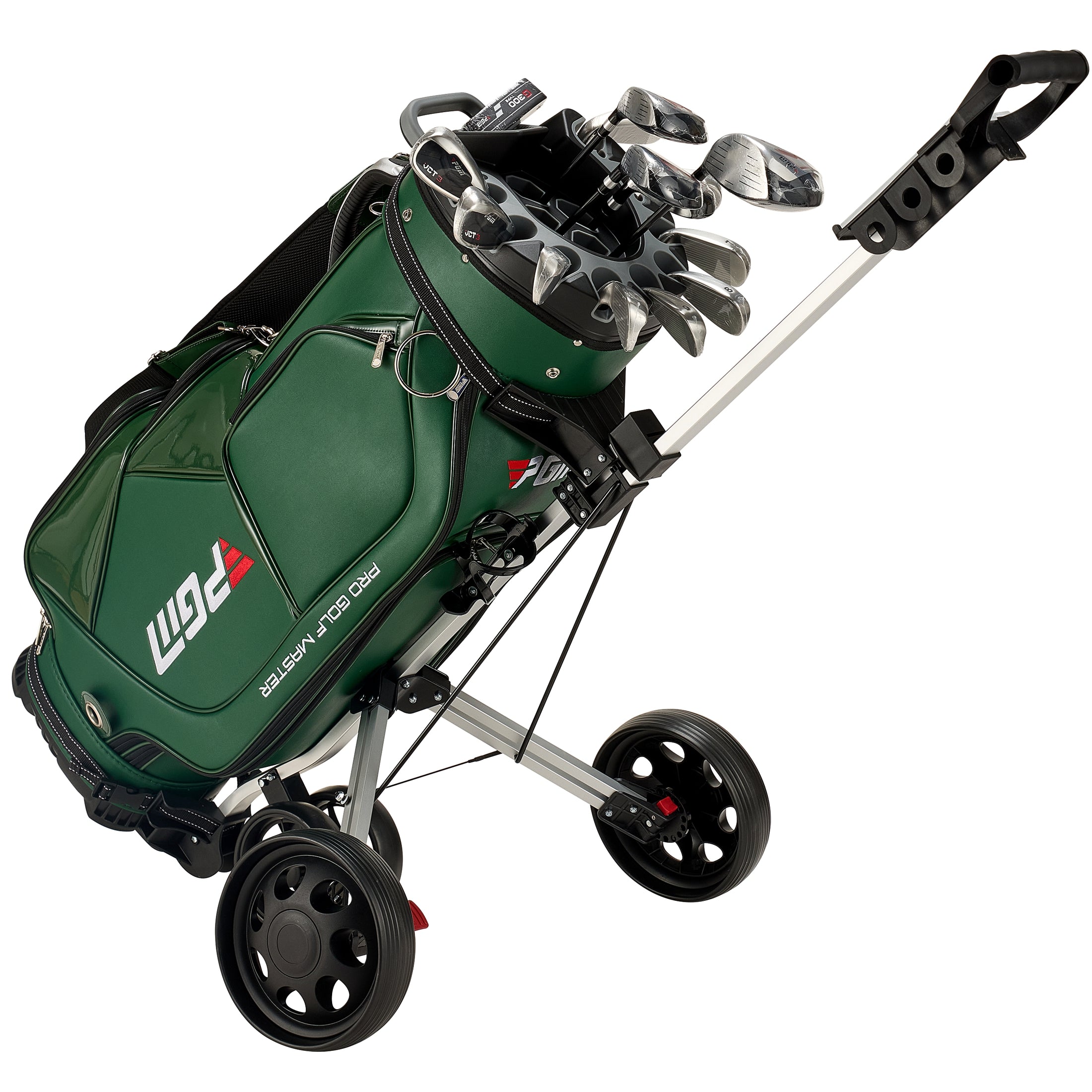 Bolsa para carrito de golf PGM, organizador de 14 compartimentos, tapa silenciosa, impermeable, de cuero negro