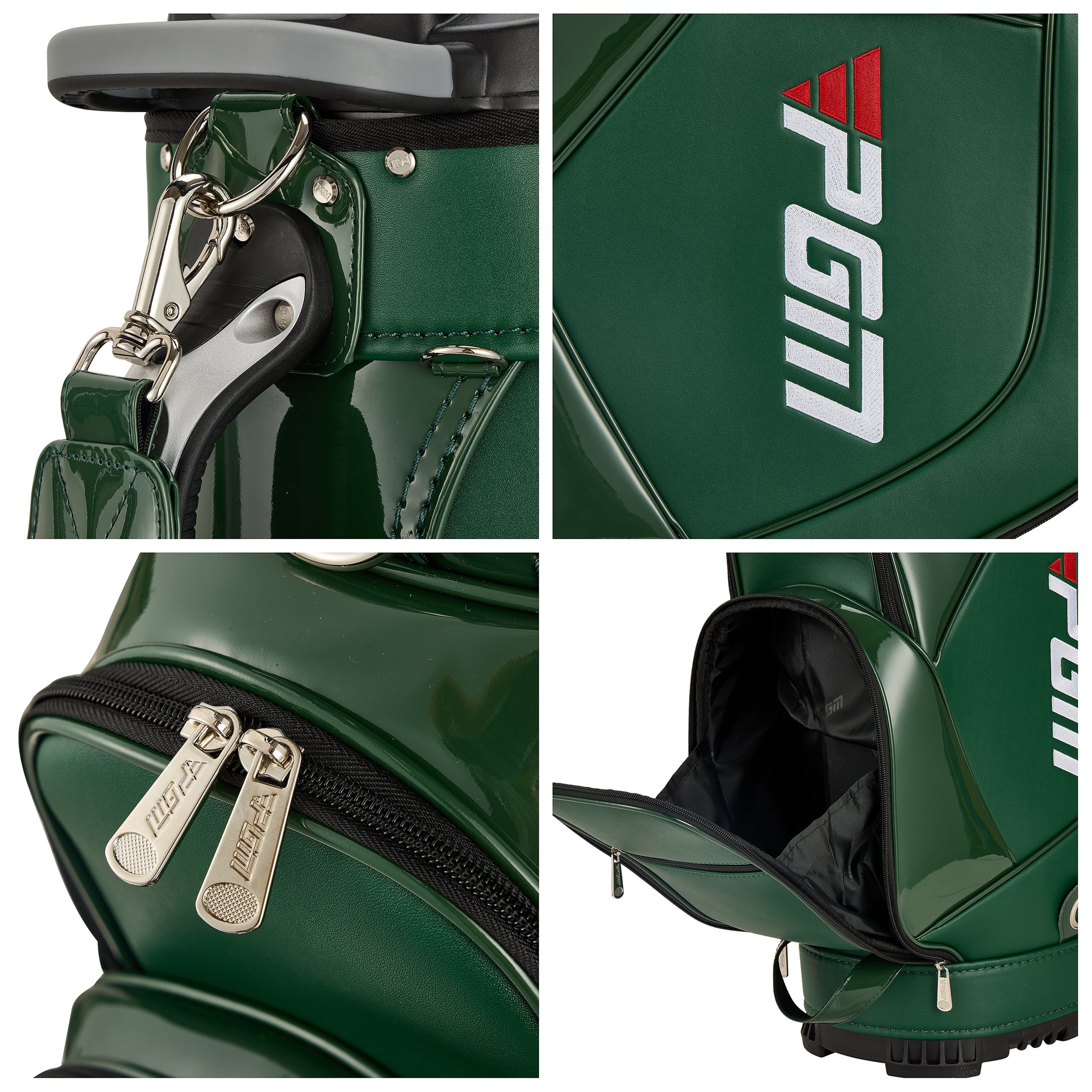 Bolsa para carrito de golf PGM, organizador de 14 compartimentos, tapa silenciosa, impermeable, de cuero negro