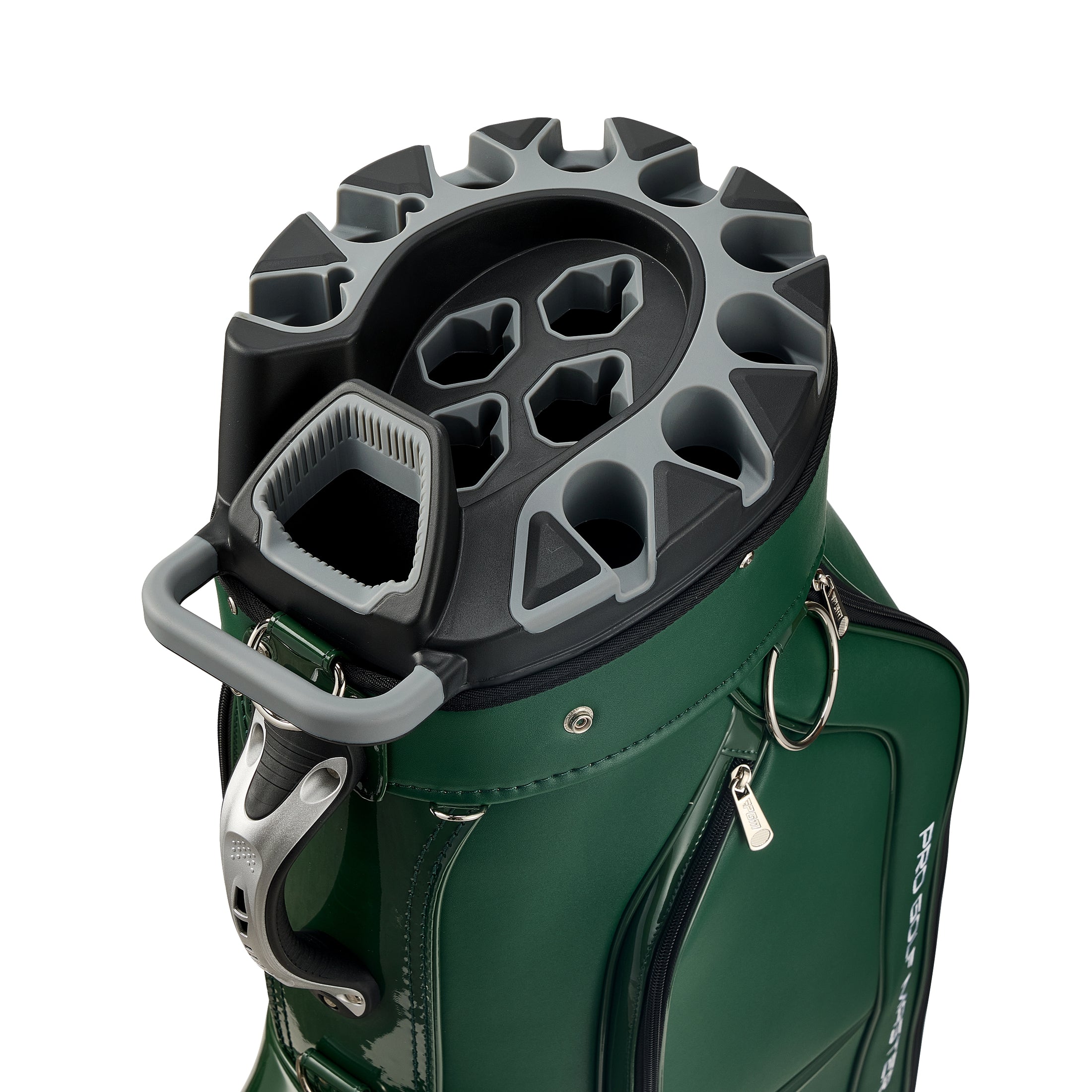 Bolsa para carrito de golf PGM, organizador de 14 compartimentos, tapa silenciosa, impermeable, de cuero negro