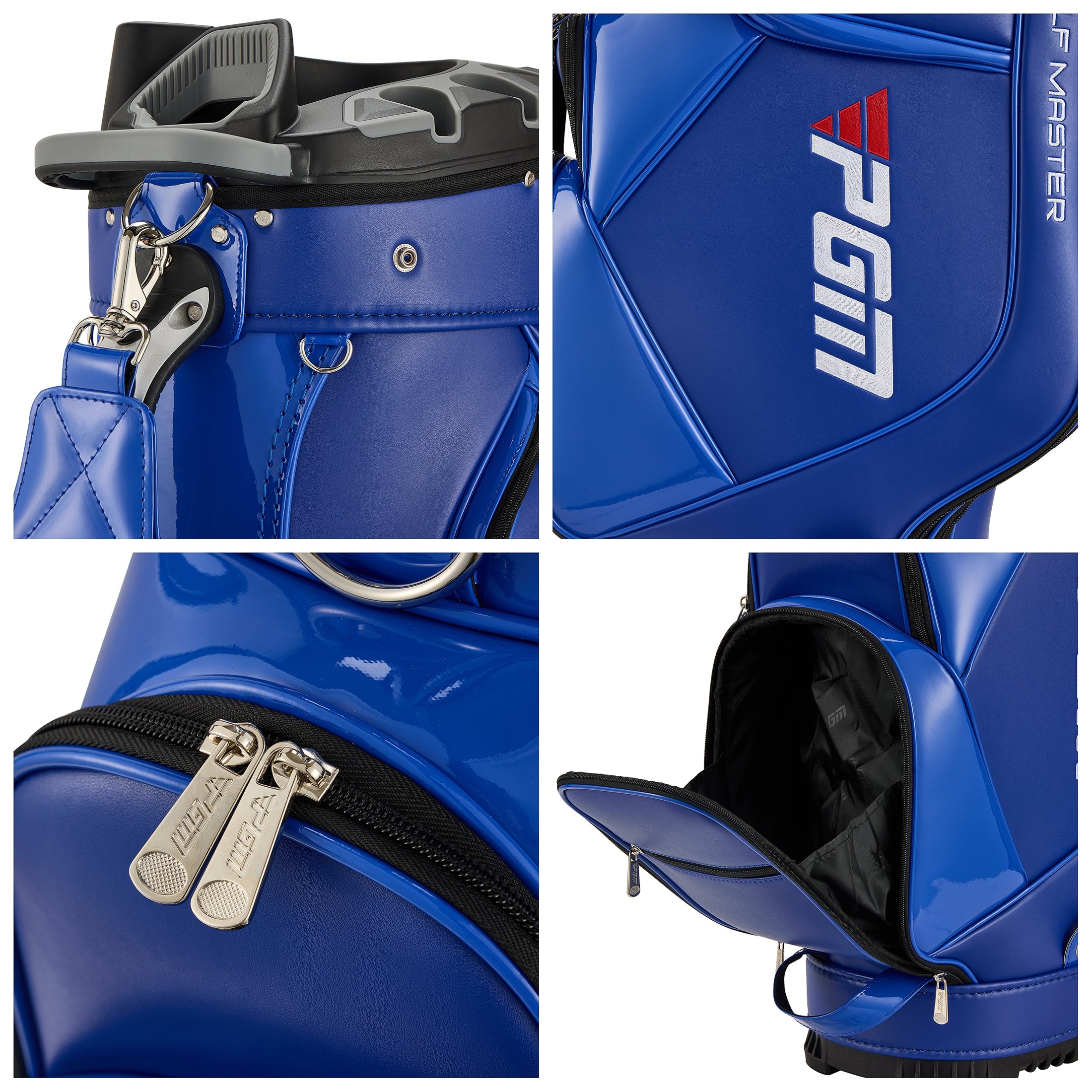Bolsa para carrito de golf PGM, organizador de 14 compartimentos, tapa silenciosa, impermeable, de cuero negro