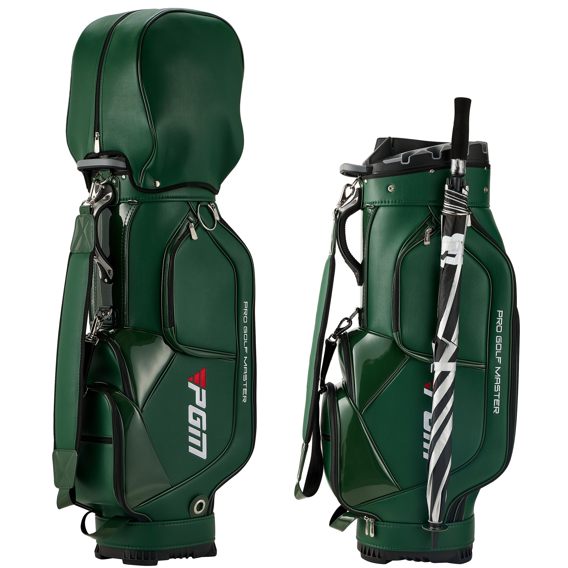Bolsa para carrito de golf PGM, organizador de 14 compartimentos, tapa silenciosa, impermeable, de cuero negro