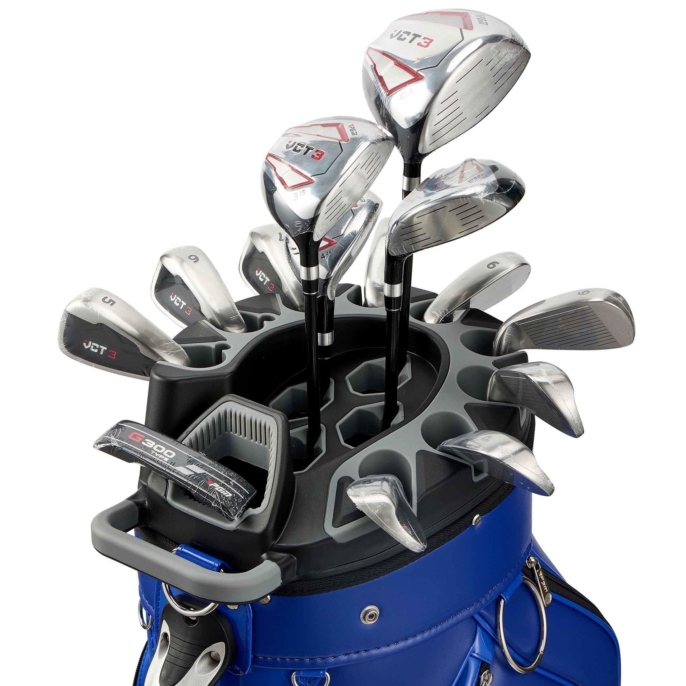 Bolsa para carrito de golf PGM, organizador de 14 compartimentos, tapa silenciosa, impermeable, de cuero negro