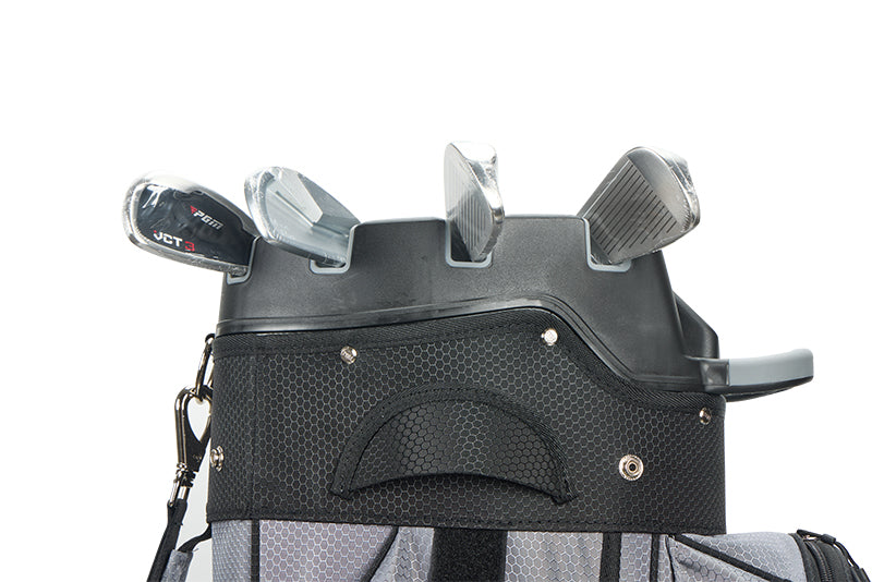 Bolsa para carrito de golf PGM, organizador de 14 compartimentos, tapa silenciosa, impermeable, de cuero negro