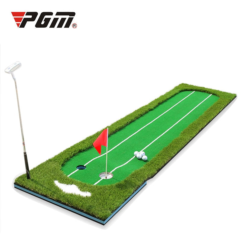 PGM - Entrenador de swing portátil para green de golf de interior (3 m), para putter, césped, calle, oficina, tapete para el hogar, GL009
