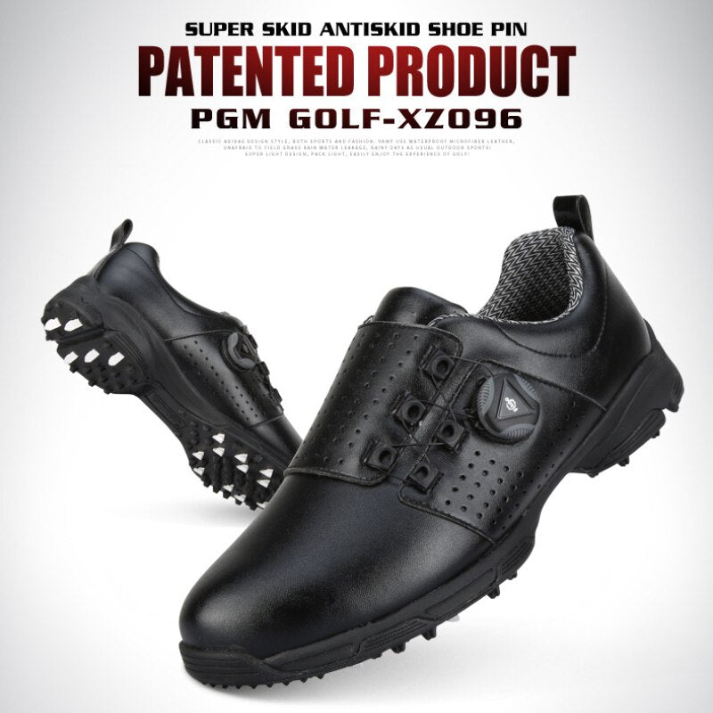 Zapatos de golf PGM para hombre, impermeables, deportivos, con clavos, antideslizantes, con hebilla y tacos, XZ096