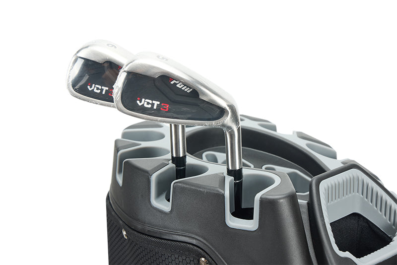 Bolsa para carrito de golf PGM, organizador de 14 compartimentos, tapa silenciosa, impermeable, de cuero negro