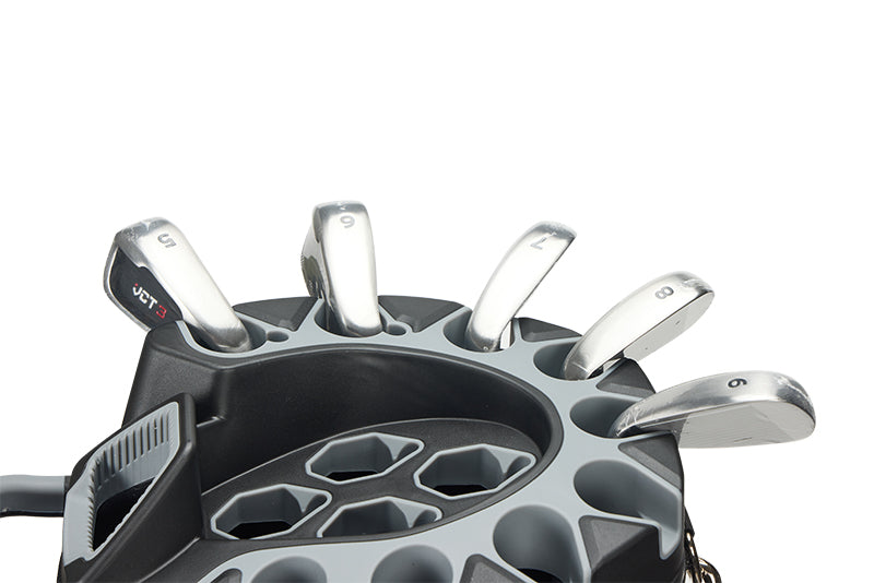 PGM Golf Cart Bag 14 Way Organizer Divider Silent Top Waterproof Bag/Black leather