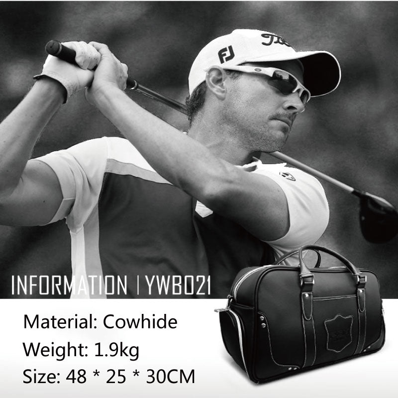 Bolsa de golf PGM negra para hombre, bolsa de transporte portátil con movimiento, bolsa para zapatos integrada, gran capacidad, de cuero YWB021