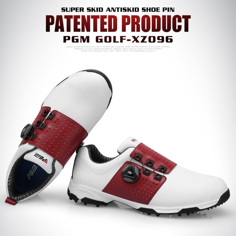 Zapatos de golf PGM para hombre, impermeables, deportivos, con clavos, antideslizantes, con hebilla y tacos, XZ096