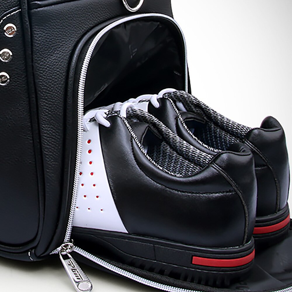 Bolsa de golf PGM negra para hombre, bolsa de transporte portátil con movimiento, bolsa para zapatos integrada, gran capacidad, de cuero YWB021