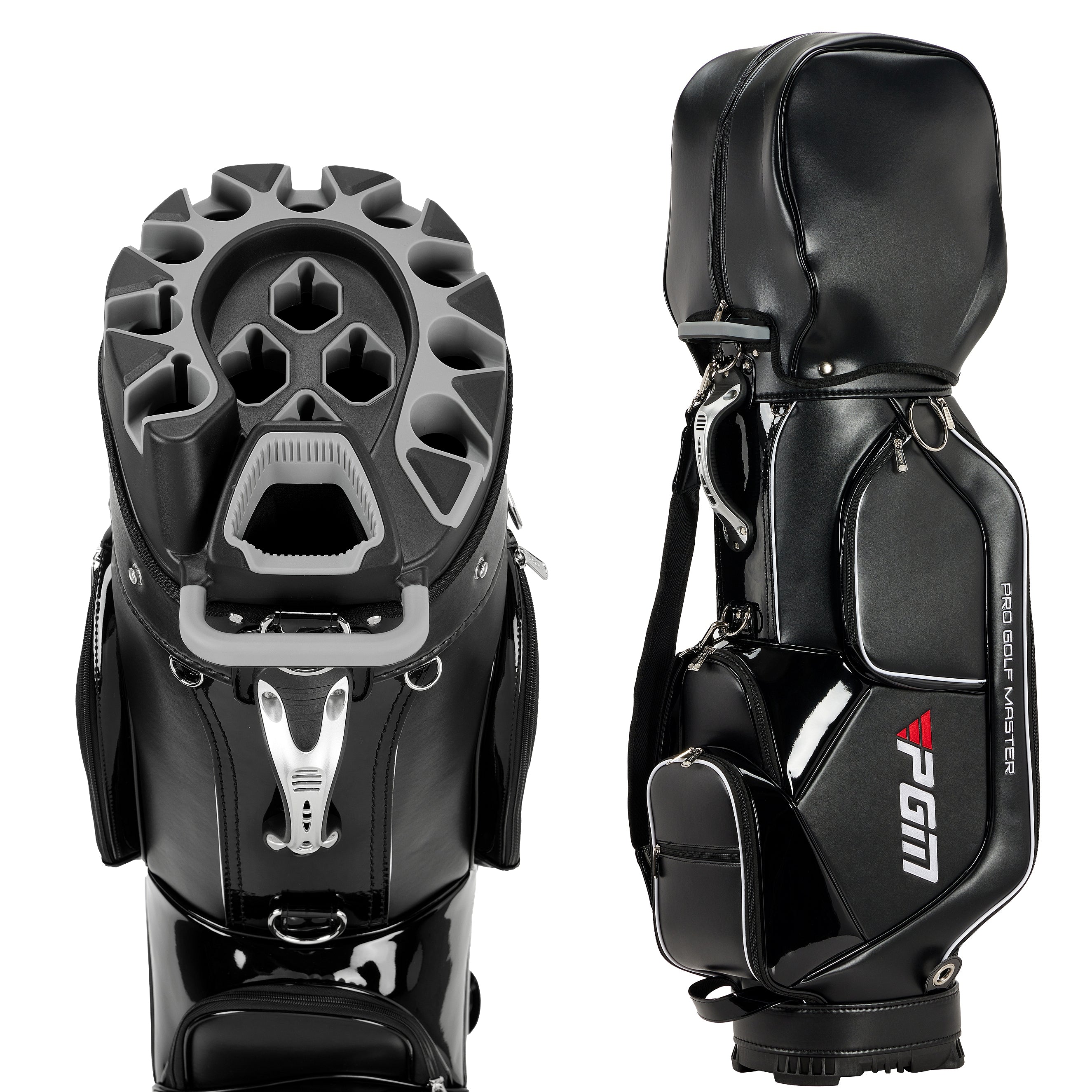 Bolsa para carrito de golf PGM, organizador de 14 compartimentos, tapa silenciosa, impermeable, de cuero negro