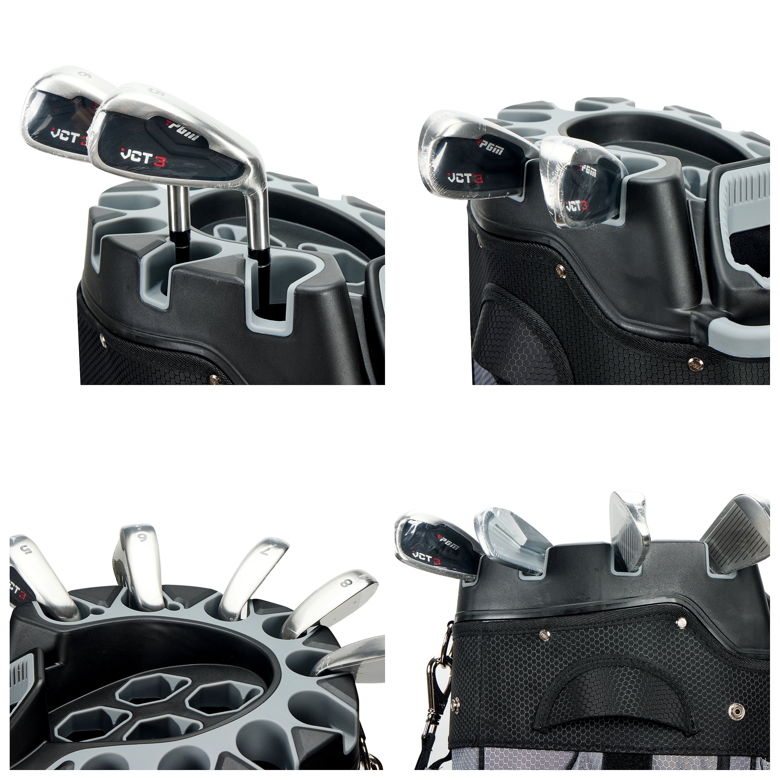 Bolsa para carrito de golf PGM con 14 compartimentos, organizador, divisor y tapa silenciosa, impermeable, color negro