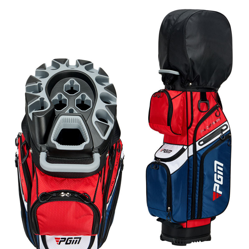 Bolsa para carrito de golf PGM, organizador de 14 compartimentos, tapa silenciosa, impermeable, de cuero negro