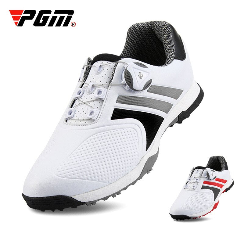 Zapatos de golf PGM de piel auténtica para hombre, color negro, impermeables, estilo inglés, antideslizantes, transpirables, informales, para negocios, XZ118
