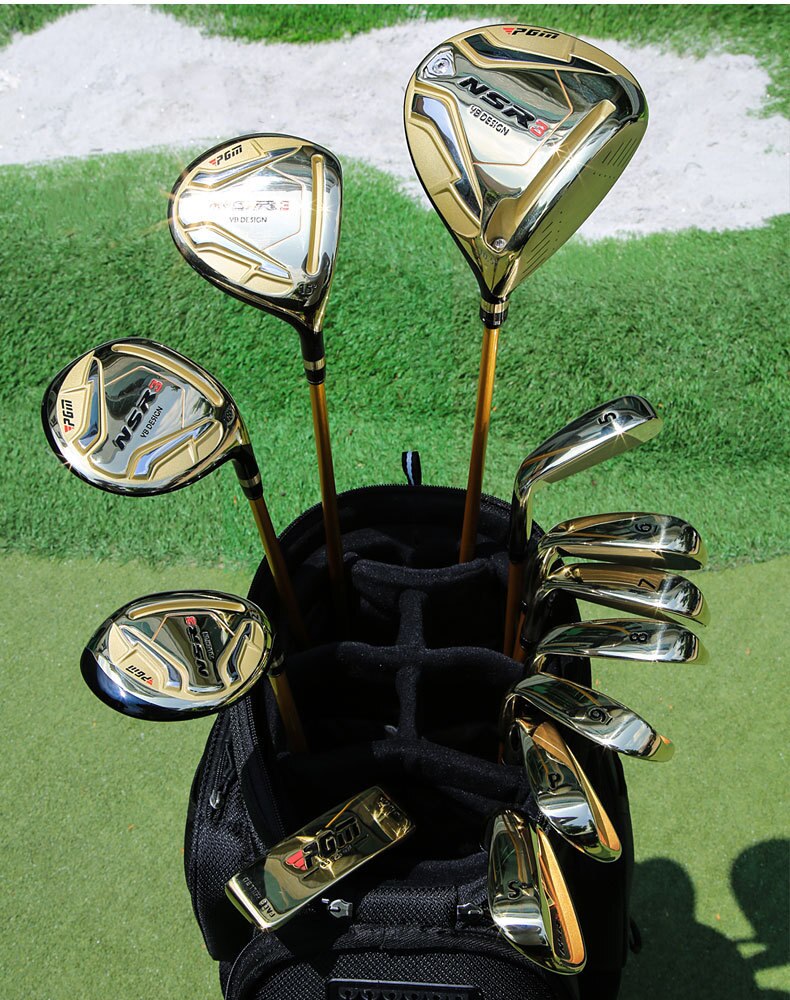Juego completo de palos de golf PGM NSR-3 para hombre, driver, hierros de madera, putter, varilla flexible de grafito o acero, y bolsa MTG033 