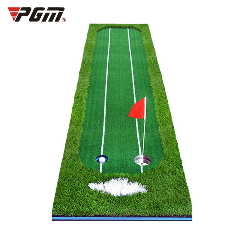PGM - Entrenador de swing portátil para green de golf de interior (3 m), para putter, césped, calle, oficina, tapete para el hogar, GL009 