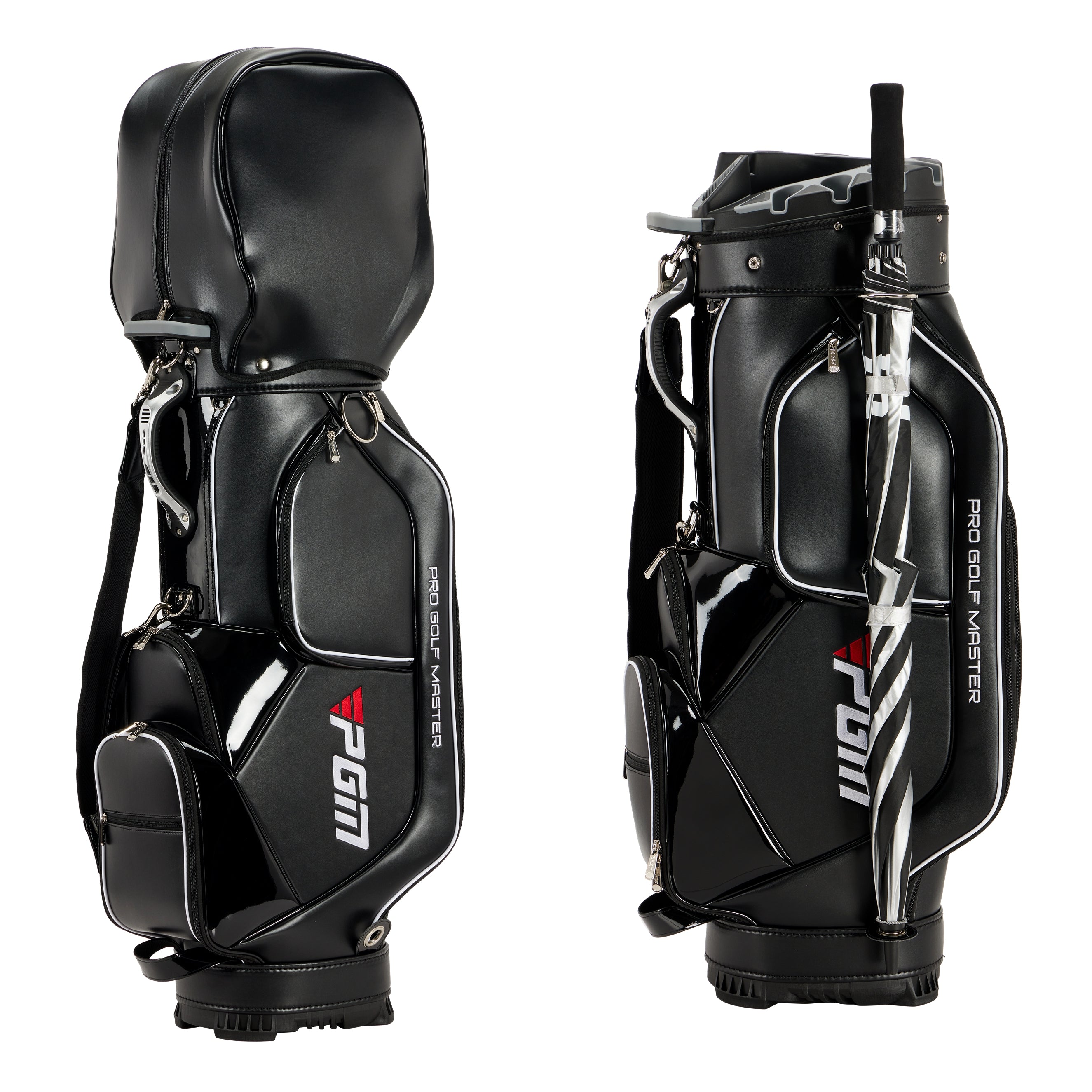Bolsa para carrito de golf PGM, organizador de 14 compartimentos, tapa silenciosa, impermeable, de cuero negro