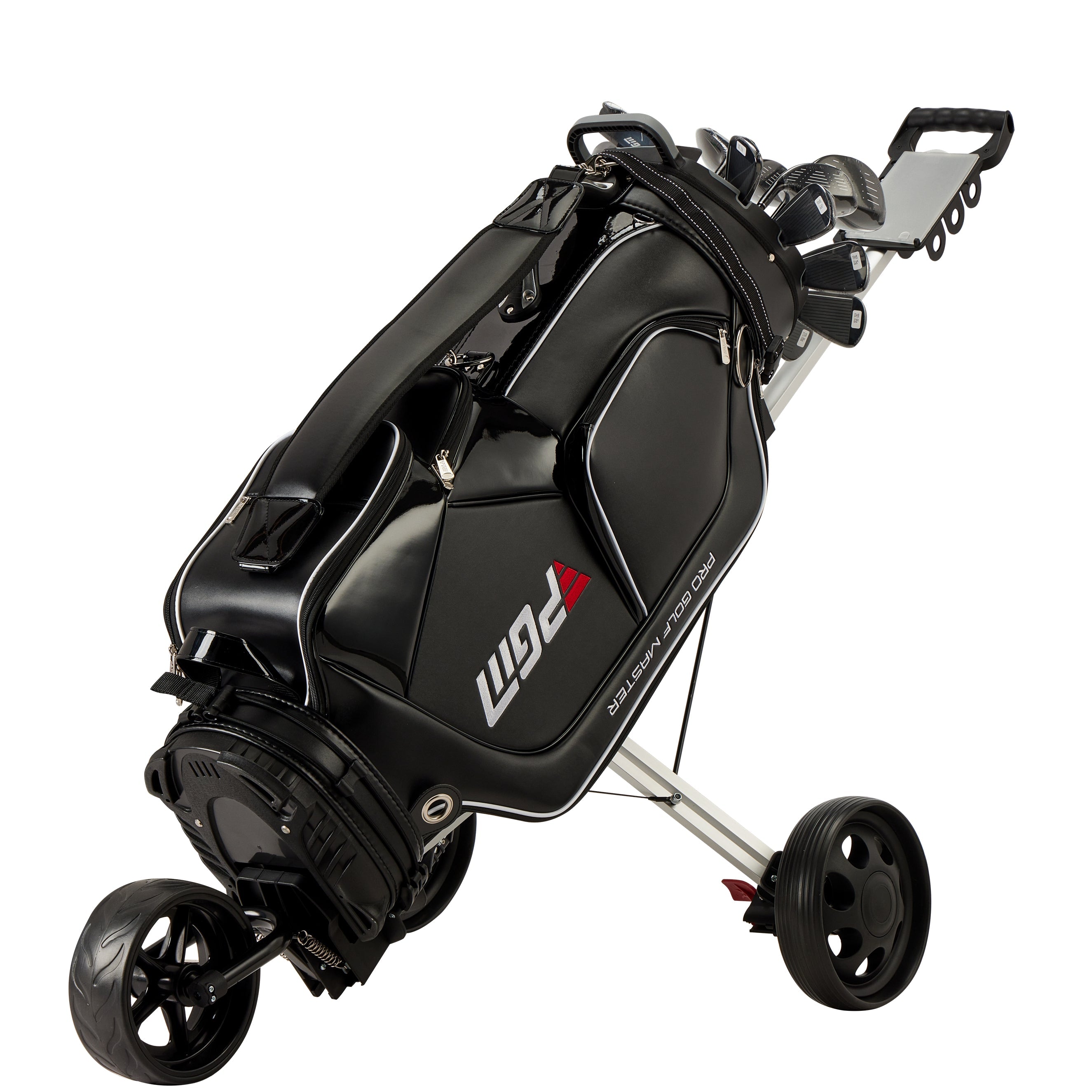Bolsa para carrito de golf PGM, organizador de 14 compartimentos, tapa silenciosa, impermeable, de cuero negro
