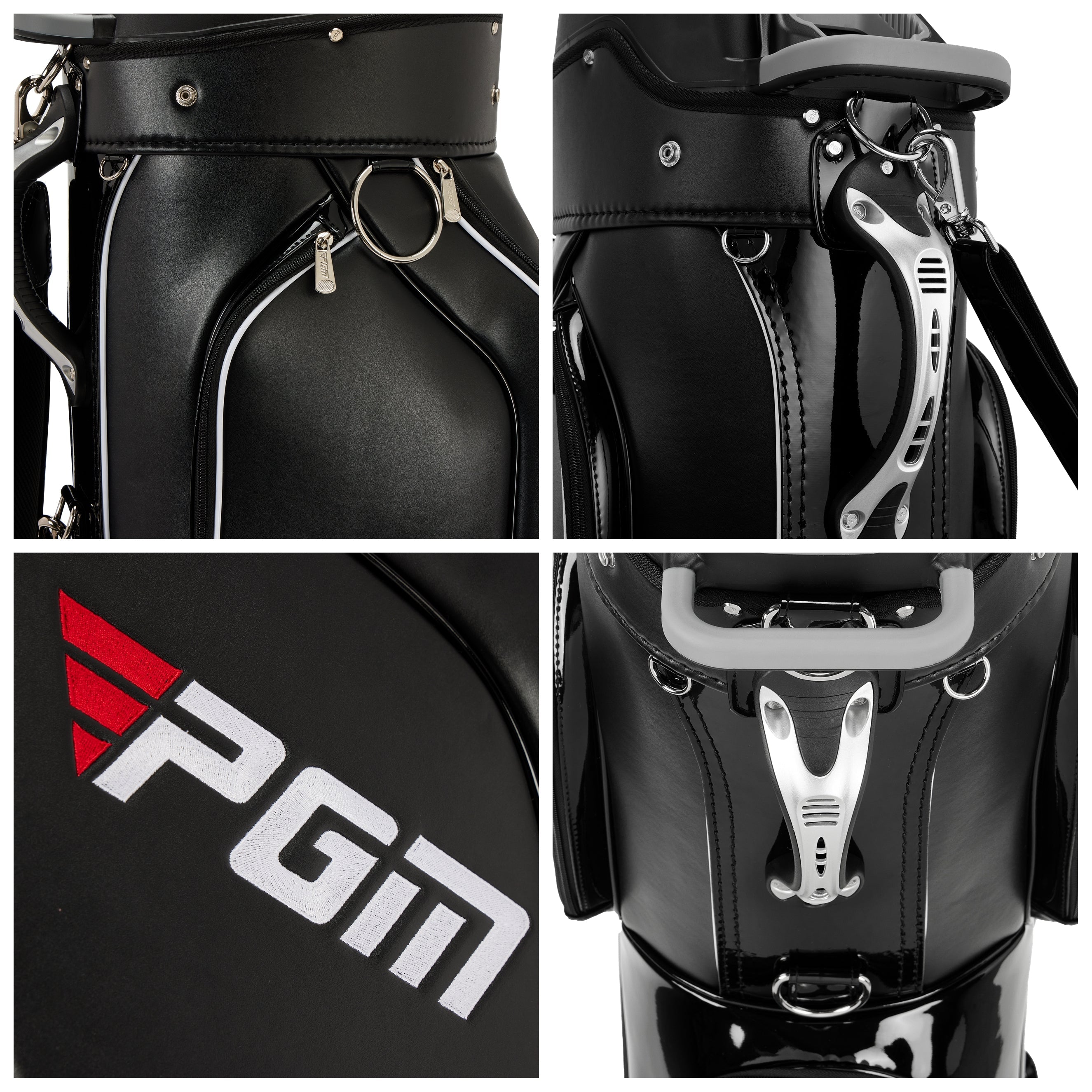 Bolsa para carrito de golf PGM, organizador de 14 compartimentos, tapa silenciosa, impermeable, de cuero negro