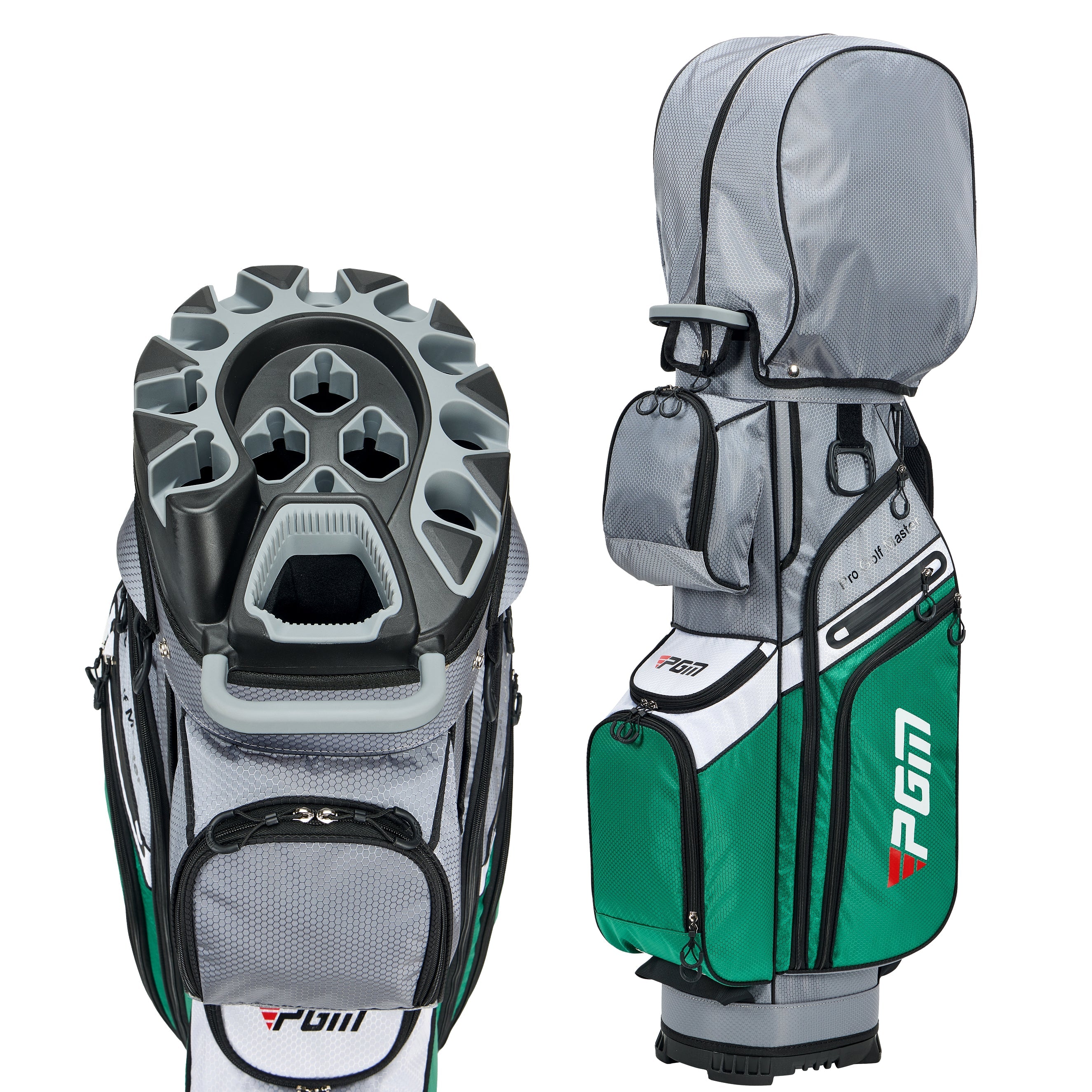 Bolsa para carrito de golf PGM, organizador de 14 compartimentos, tapa silenciosa, impermeable, de cuero negro
