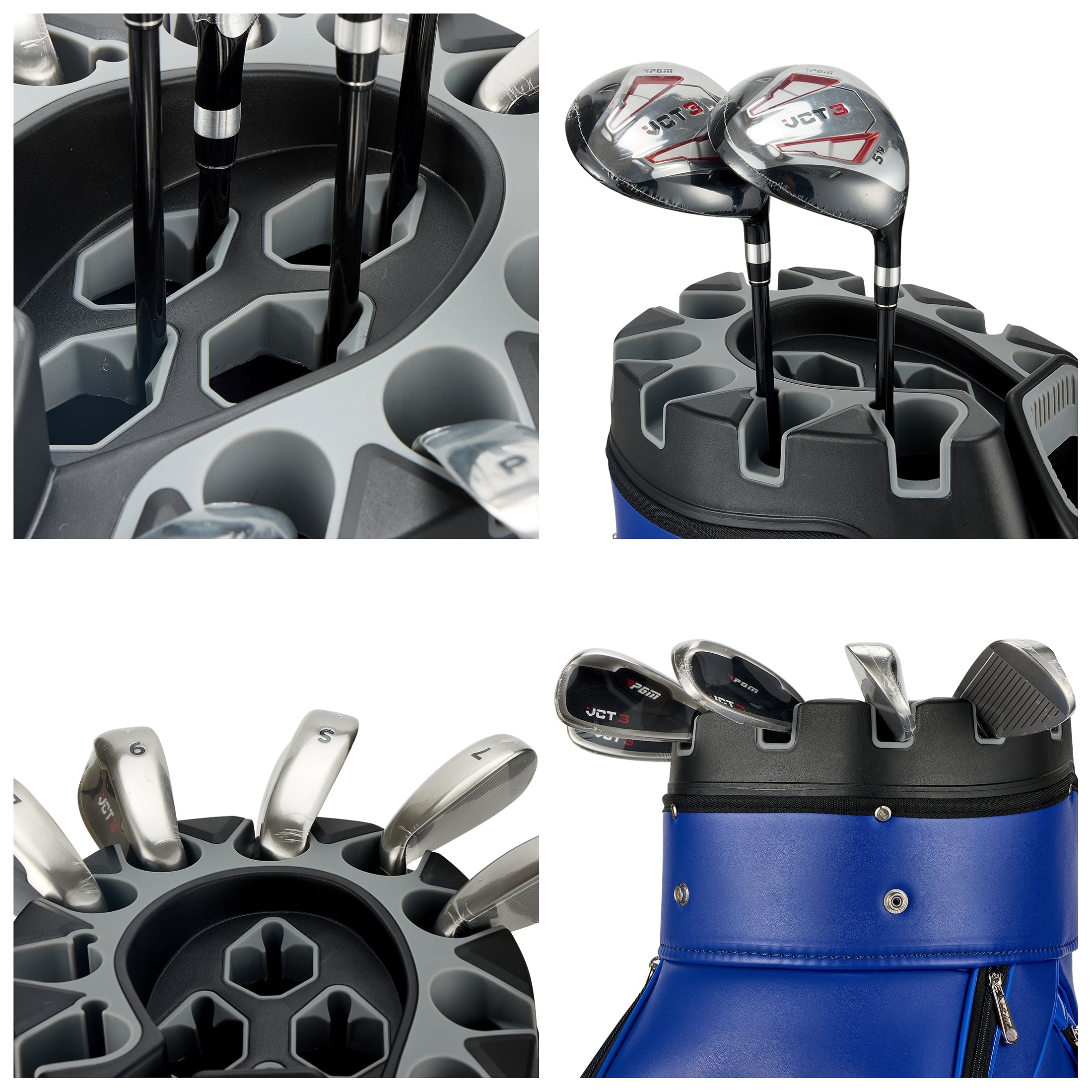 PGM Golf Cart Bag 14 Way Organizer Divider Silent Top Waterproof Bag/Blue leather